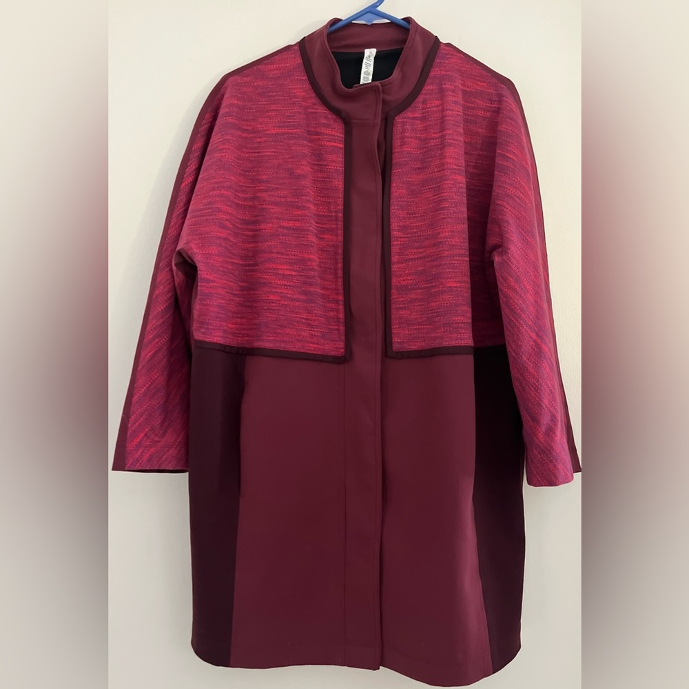 Women’s Two-Tone Maroon Coat with Pink Texture